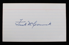 1934-1948 Frank McCormick Cincinnati Reds Signed Index Card (JSA)