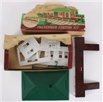 1950's Plasticville USA Model Kits by Bachmann Bros - Lot of 3 w/ Airport Hangar, Hospital & Passenger Station