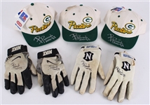 1996-2001 Bernardo Harris Green Bay Packers Signed Collection - Lot of 5 w/ Caps & Game Worn Gloves (MEARS LOA/JSA)