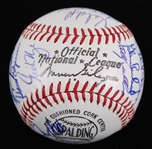 1969 Chicago Cubs Team Signed ONL Giles Baseball w/ 25 Signatures Including Leo Durocher, Ernie Banks, Ferguson Jenkins & More  *JSA Full Letter*
