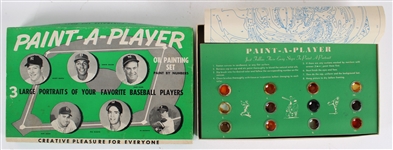 1953-57 Mickey Mantle Eddie Mathews Paint - A - Player Oil Painting Set w/ 12" x 19" Bill Bruton & Johnny Logan Milwaukee Braves Canvas