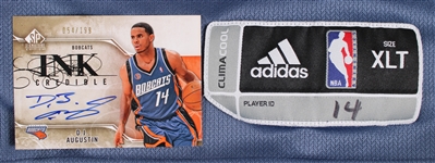 2010-11 DJ Augustin Charlotte Bobcats Shooting Shirt & Signed Trading Card (MEARS LOA/JSA)