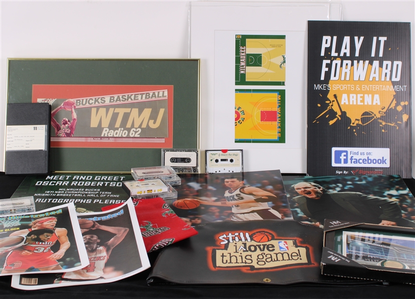 1970s-2000s Milwaukee Bucks Basketball Memorabilia Collection - Lot of 45 w/ Photos, Media & More