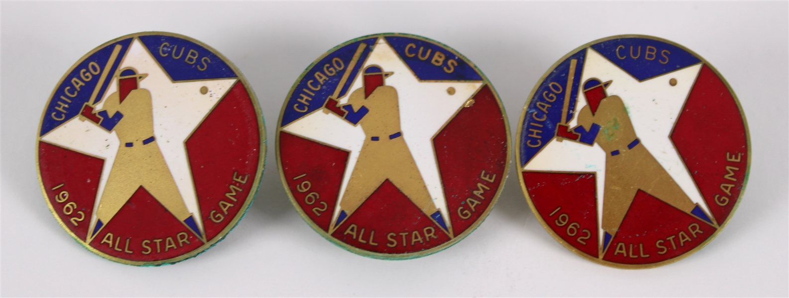 1962 Chicago Cubs Wrigley Field All Star Game Press Pins - Lot of 3