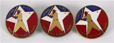 1962 Chicago Cubs Wrigley Field All Star Game Press Pins - Lot of 3
