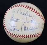 1958 Stan Musial George McBride Cardinals / Senators Dual Signed ONL Giles Baseball (JSA)