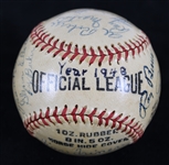 1948 Milwaukee Brewers American Association Team Signed Baseball w/ 23 Signatures Including Johnny Logan, Nick Cullop & More (JSA)