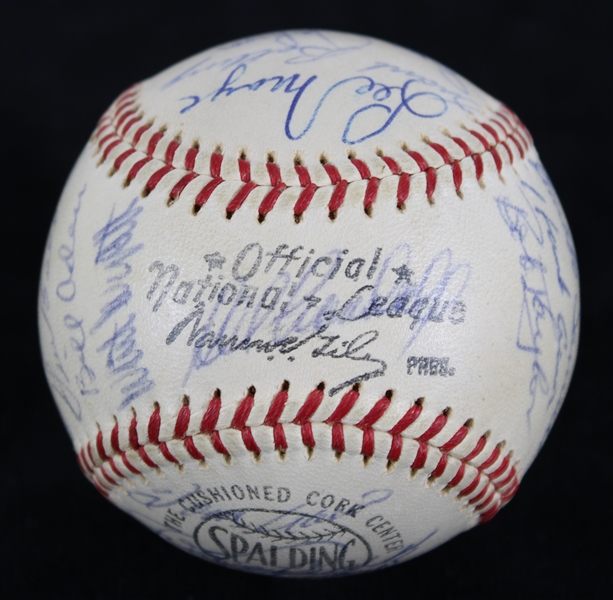 1962 Milwaukee Braves Team Signed ONL Giles Baseball w/ 30 Signatures Including Hank Aaron, Warren Spahn, Eddie Mathews, Joe Torre, Bob Uecker & More (JSA)