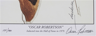 1995 Oscar Robertson Milwaukee Bucks Signed 15 x 23 Matted Career Accomplishments Lithograph (JSA) 154/980