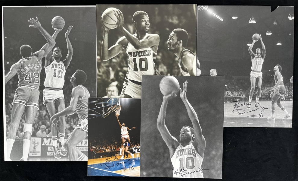 1970s Bob Dandridge Milwaukee Bucks Oversize Mounted Photo Collection - Lot of 5 w/ 3 Signed (JSA)