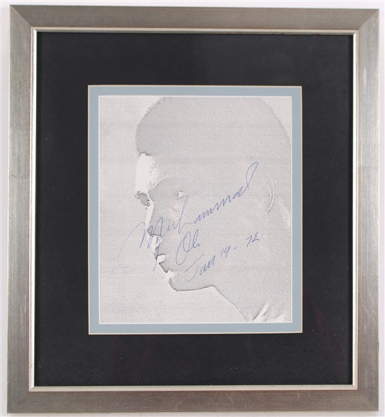 1972 Muhammad Ali World Heavyweight Champion Signed 13" x 14" Framed Newsprint Photo (JSA)