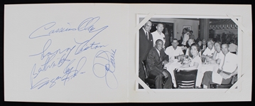 1963 Historic Day Joe Louis Hotel Thunderbird photo signed by Cassius Clay Sonny Liston Joe Louis Sugar Ray Robinson Signed 6.5x8 Hotel Thunderbird Photo Display (JSA Full Letter)
