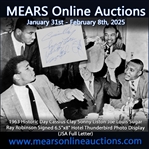 1963 Historic Day Joe Louis Hotel Thunderbird photo signed by Cassius Clay Sonny Liston Joe Louis Sugar Ray Robinson Signed 6.5"x8" Hotel Thunderbird Photo Display (JSA Full Letter)