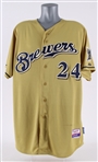 2013 Mat Gamel Milwaukee Brewers Signed Authentic Gold Alternate Jersey (MLB Hologram / JSA)