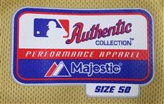 2013 Mat Gamel Milwaukee Brewers Signed Authentic Gold Alternate Jersey (MLB Hologram / JSA)
