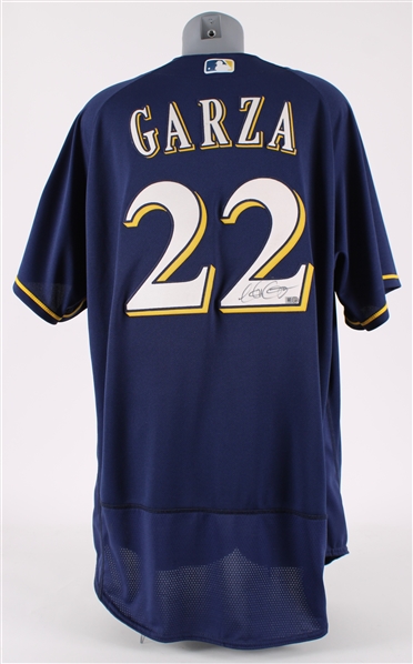 2017 Matt Garza Milwaukee Brewers Signed Authentic Navy Alternate Jersey (MLB Hologram / JSA)