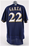 2017 Matt Garza Milwaukee Brewers Signed Authentic Navy Alternate Jersey (MLB Hologram / JSA)