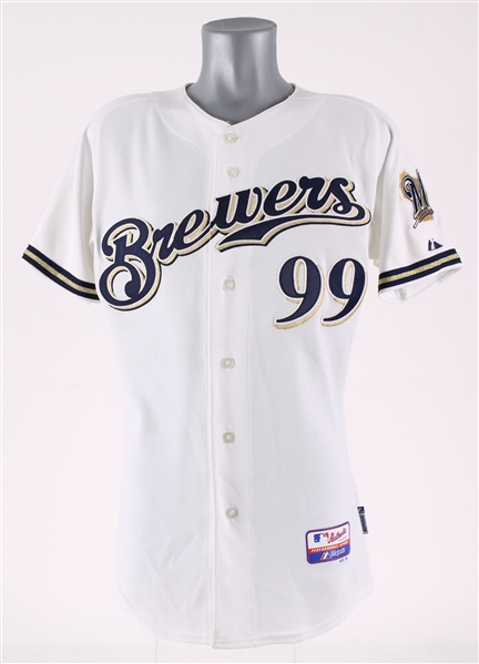 2008 Milwaukee Brewers Team Issued Bat Boy Home Jersey (MEARS LOA / MLB Hologram)