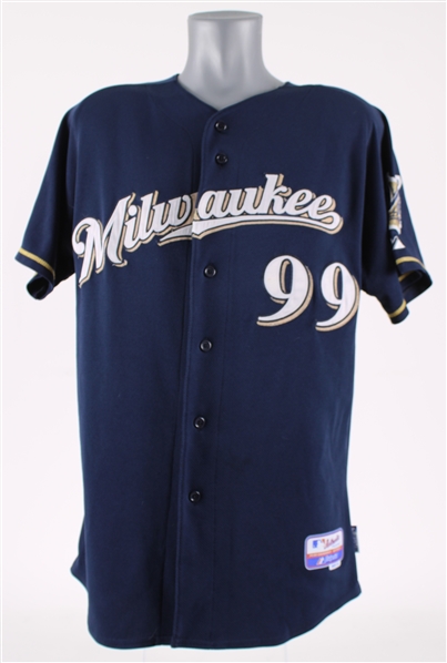 2010 Milwaukee Brewers Team Issued Bat Boy Road Jersey (MEARS LOA / MLB Hologram)