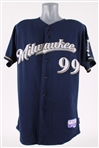 2010 Milwaukee Brewers Team Issued Bat Boy Road Jersey (MEARS LOA / MLB Hologram)