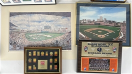 1980s-1990s Chicago Cubs & Chicago Bears 18x36 Framed Prints & more (Lot of 7)