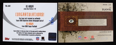 2006-07 AJ Hawk Green Bay Packers Autographed Topps and Leaf Trading Cards (Lot of 2)