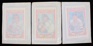 1973 Ron Santo Chicago Cubs Bert Blyeven MN Twins and Robert Grich Baltimore Orioles Pro Superstars Trading Cards In Cellophane Packing (Lot of 3)