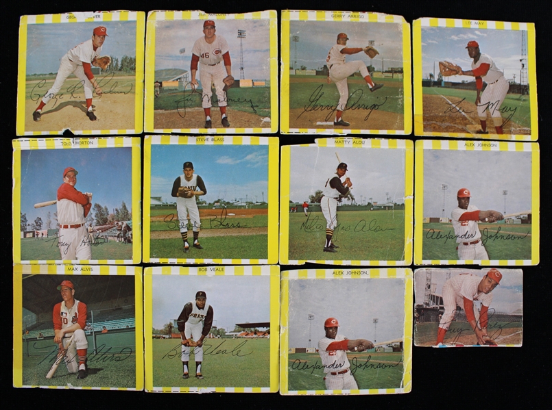 1969 Matty Alou and Steve Blass Pittsburgh Pirates Alex Johnson and Jim Maloney Cincinatti Reds and More Kahn Trading Cards (Lot of 12)