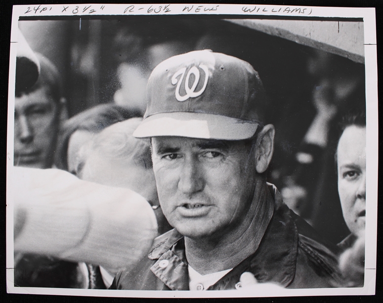 1969 Ted Williams Washington Senators 7"x9" B&W Sporting News Photo