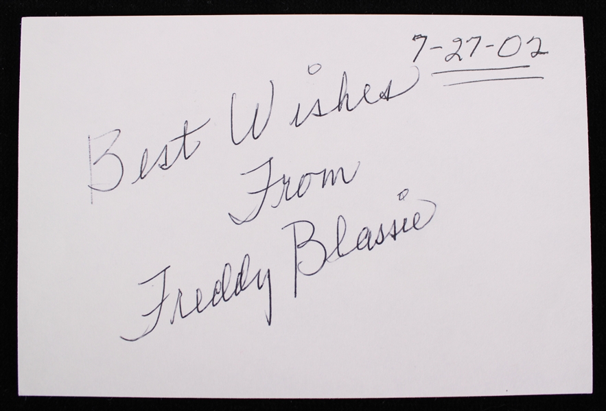 2002 Freddy Blassie (d.2003) autographed Index Card (JSA)
