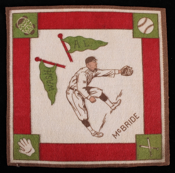 1914 George McBride Washington Senators 5"x5" B18 Tobacco Blanket Felt Card