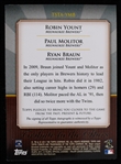 2011 Robin Yount Paul Molitor Ryan Braun Milwaukee Brewers Triple Autographed Topps Tribute Trading Card TSTA-YMB 