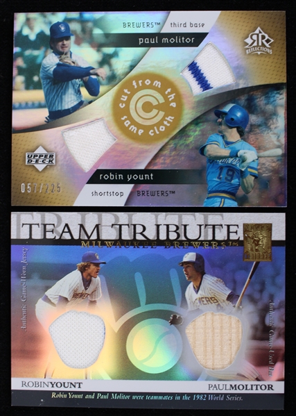 2003-05 Paul Moliter and Robin Yount Topps and Upper Deck Relic Trading Cards (Lot of 2)
