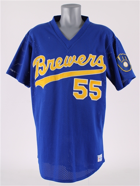 1990s Milwaukee Brewers #55 Batting Practice / Spring Training Jersey (MEARS LOA)