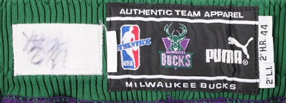 1999-2000 Milwaukee Bucks Game Worn Road Uniform Shorts (MEARS LOA)