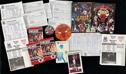 1970s-90s Chicago Bulls Memorabilia - Lot of 10 w/ Publications & Pinback Buttons