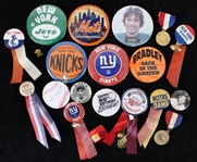 1950s-70s Baseball Football Basketball Pinback Button Collection - Lot of 20