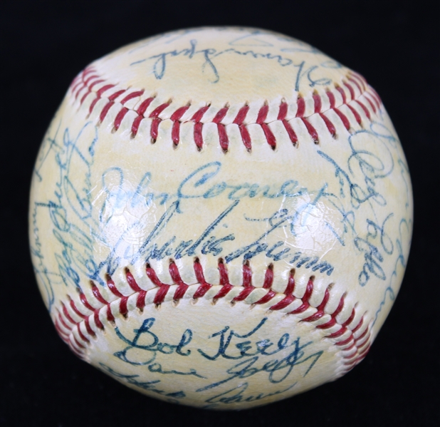 1955 Milwaukee Braves Team Signed ONL Giles Baseball w/ 27 Signatures Including Hank Aaron, Warren Spahn, Eddie Mathews & More (Full JSA Letter)