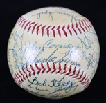 1955 Milwaukee Braves Team Signed ONL Giles Baseball w/ 27 Signatures Including Hank Aaron, Warren Spahn, Eddie Mathews & More (Full JSA Letter)