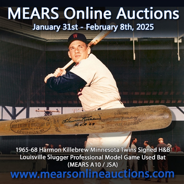 1965-68 Harmon Killebrew Minnesota Twins Signed H&B Louisville Slugger Professional Model Game Used Bat (MEARS A10 / JSA)