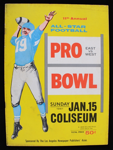 1961 NFL Pro Bowl East vs West Program 