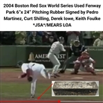 2004 Pedro Martinez, Curt Shilling, Derek Lowe, Keith Foulke Boston Red Sox World Series Used Signed 6x24 Pitching Rubber *JSA*/MEARS LOA