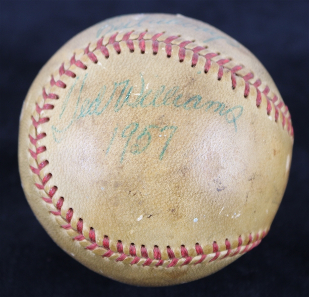 1957 Ted Williams Boston Red Sox Signed & Inscribed Pacific Coast League Baseball (JSA)