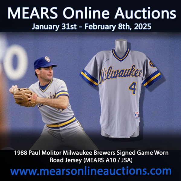 1988 Paul Molitor Milwaukee Brewers Signed Game Worn Road Jersey (MEARS A10 / JSA)