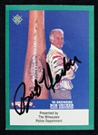 1995 Bob Uecker Milwaukee Brewers Signed Milwaukee Police Department Card (JSA) 