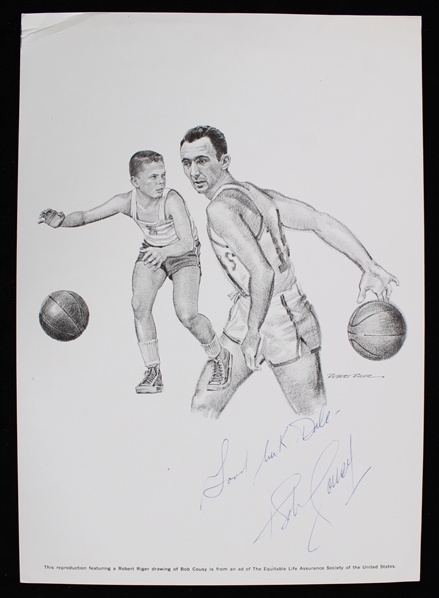 1950-63 Bob Cousy Boston Celtics Autogrpahed 8"x10" B&W Print (JSA)