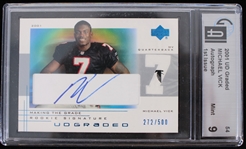 2001 Michael Vick Atlanta Falcons Autographed Upper Deck Making The Grade Trading Card #54 (Global Authentic Mint 9)