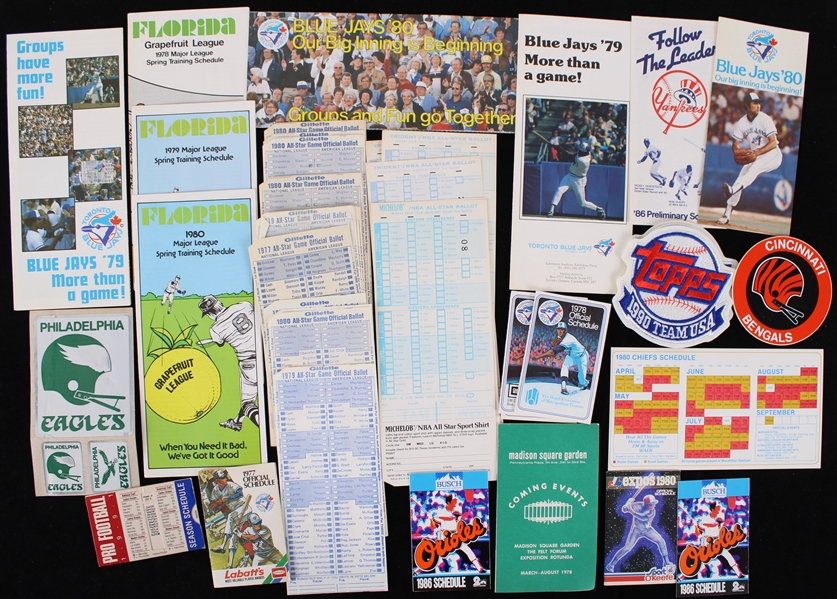 1970s-1990s MLB Pocket Schedules, MLB All-Star Game Ballots, NBA All Star Game Ballots, NFL Stickers, Patches & More (Lot of 60+)