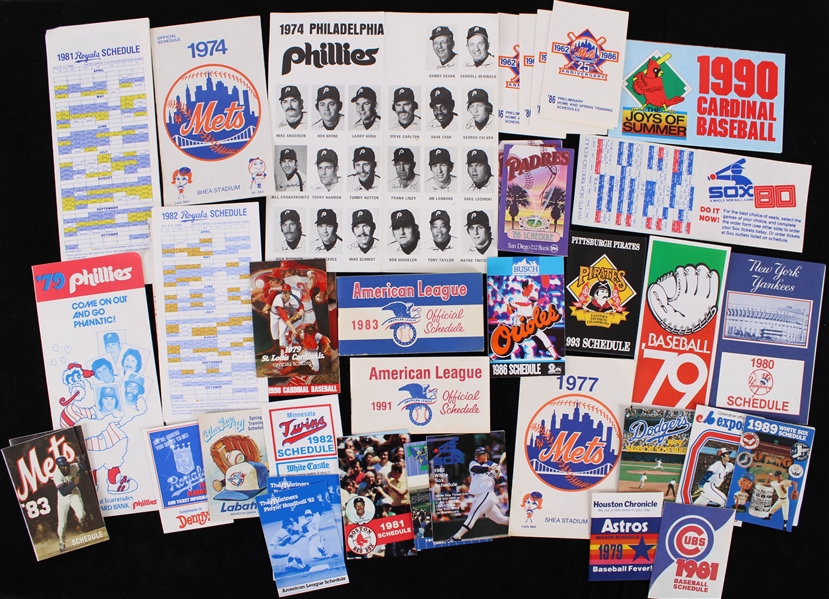 1960s-1990s MLB Pocket Schedules MLB Ticket Order Forms and NBA Tickets and Ticket Stubs (Lot of 50+) 