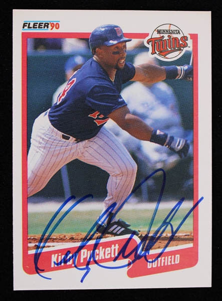 1990 Kirby Puckett Minnesota Twins Signed Fleer Baseball Trading Card